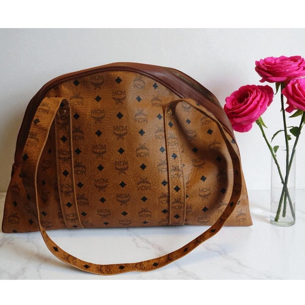 Authentic MCM Visetos Vintage LG Dome Shoulder Bag Cognac Monogram MSRP $1,450 - Picture 7 of 16